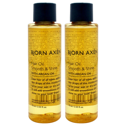 Hair Oil Smooth and Shine - Argan Oil by Bjorn Axen for Unisex - 2.53 oz Oil  - Pack of 2