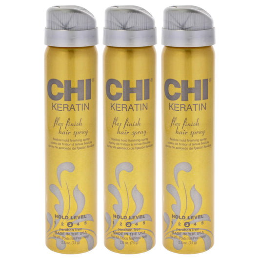 Keratin Flex Finish Hair Spray by CHI for Unisex - 2.6 oz Hair Spray  - Pack of 3