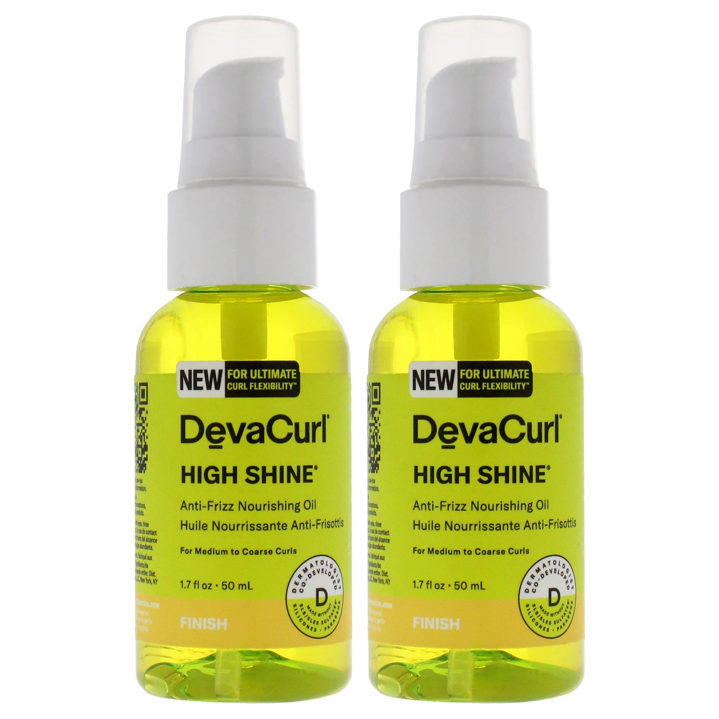 High Shine Nourishing Anti-Frizz Oil-NP by DevaCurl for Unisex - 1.7 oz Oil - Pack of 2