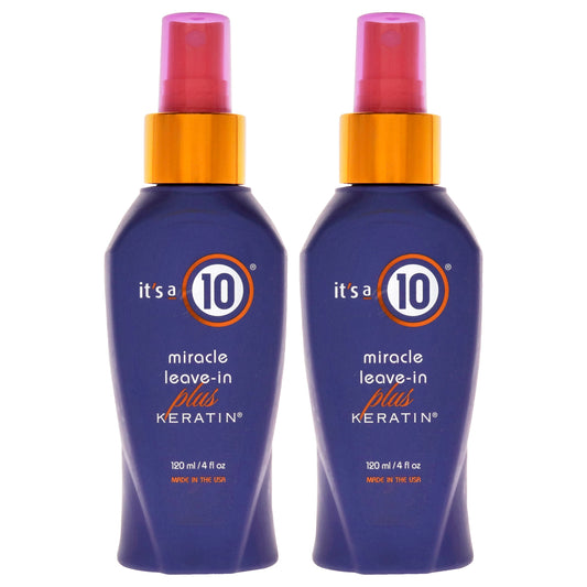 Miracle Leave In Plus Keratin by Its A 10 for Unisex - 4 oz Hair Spray - Pack of 2
