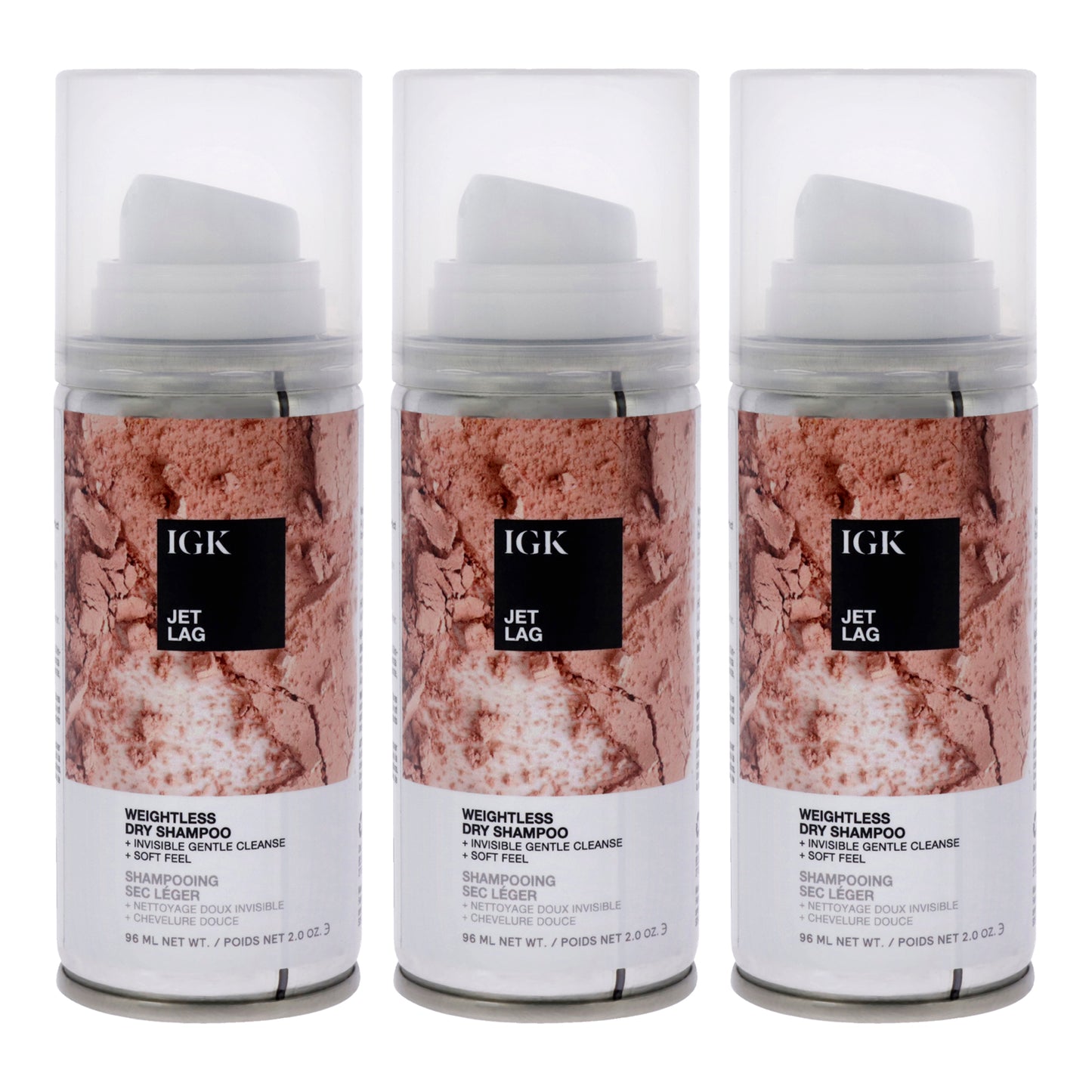 Jet Lag Weightless Dry Shampoo by IGK for Unisex - 2 oz Dry Shampoo - Pack of 3