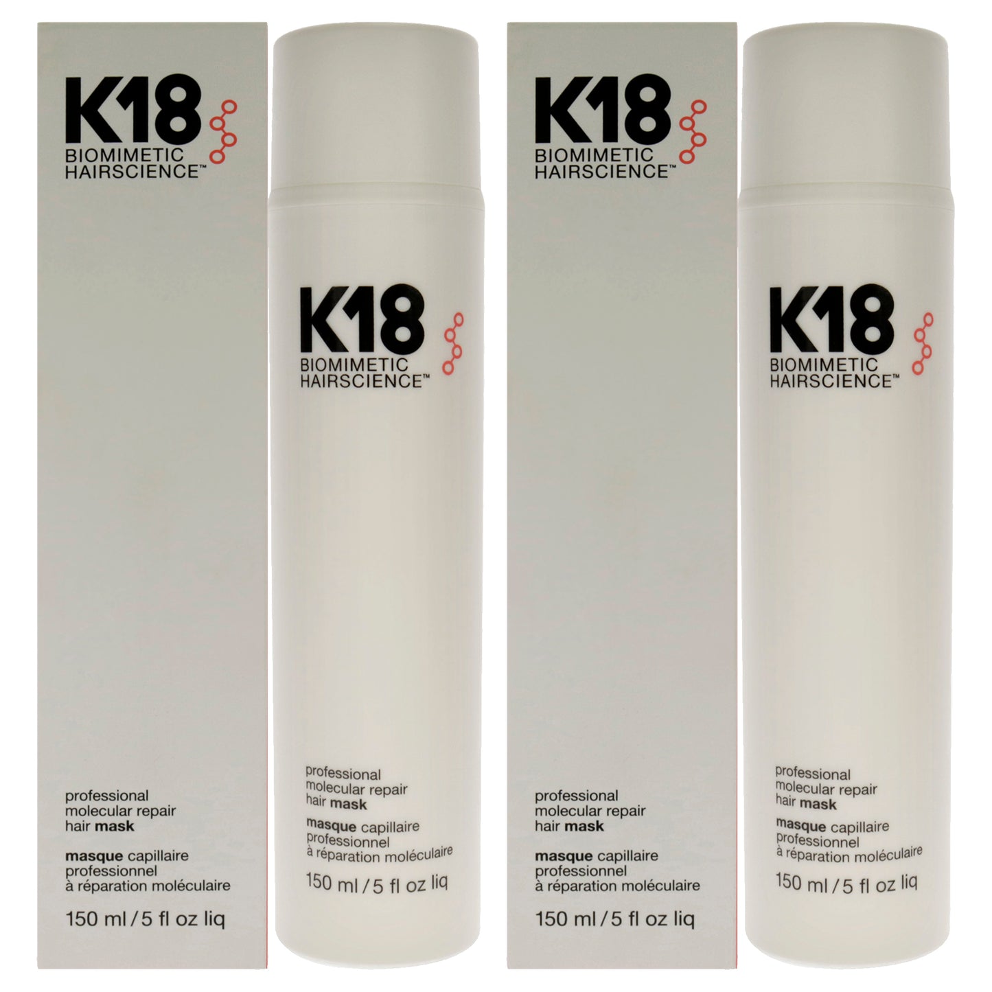 Professional Molecular Repair Hair Mask by K18 Hair for Unisex - 5 oz Mask - Pack of 2