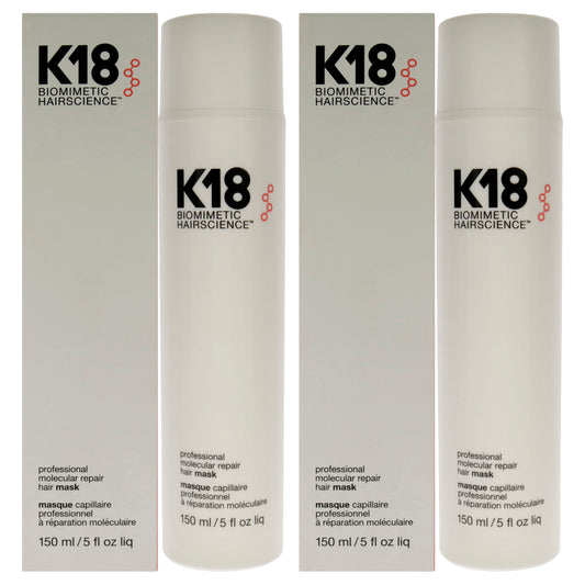 Professional Molecular Repair Hair Mask by K18 Hair for Unisex - 5 oz Mask - Pack of 2