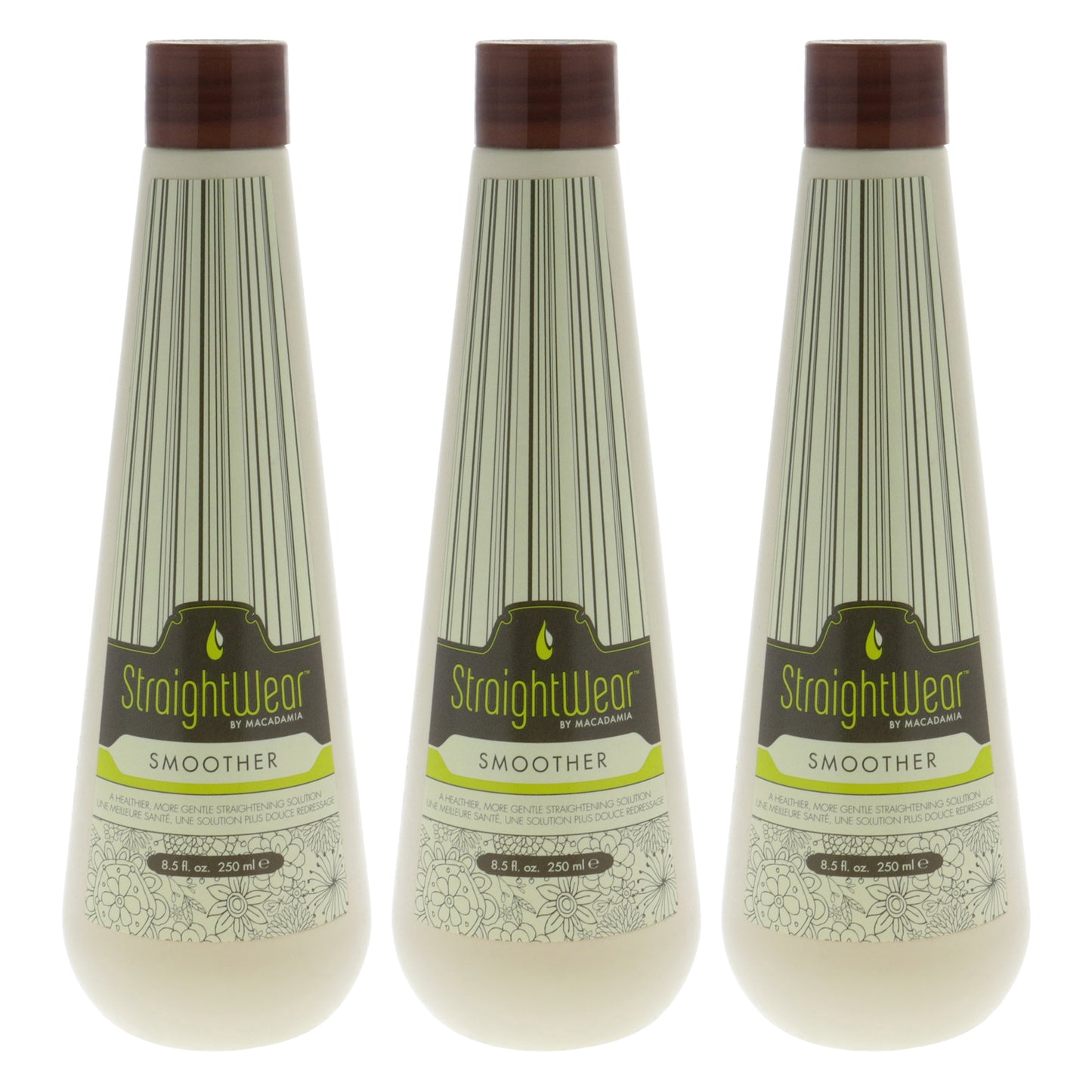 Straightwear Smoother Straightening Solution by Macadamia Oil for Unisex - 8.5 oz Treatment - Pack of 3