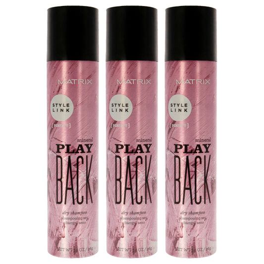 Style Link Mineral Play Back Dry Shampoo by Matrix for Unisex - 3.4 oz Dry Shampoo - Pack of 3