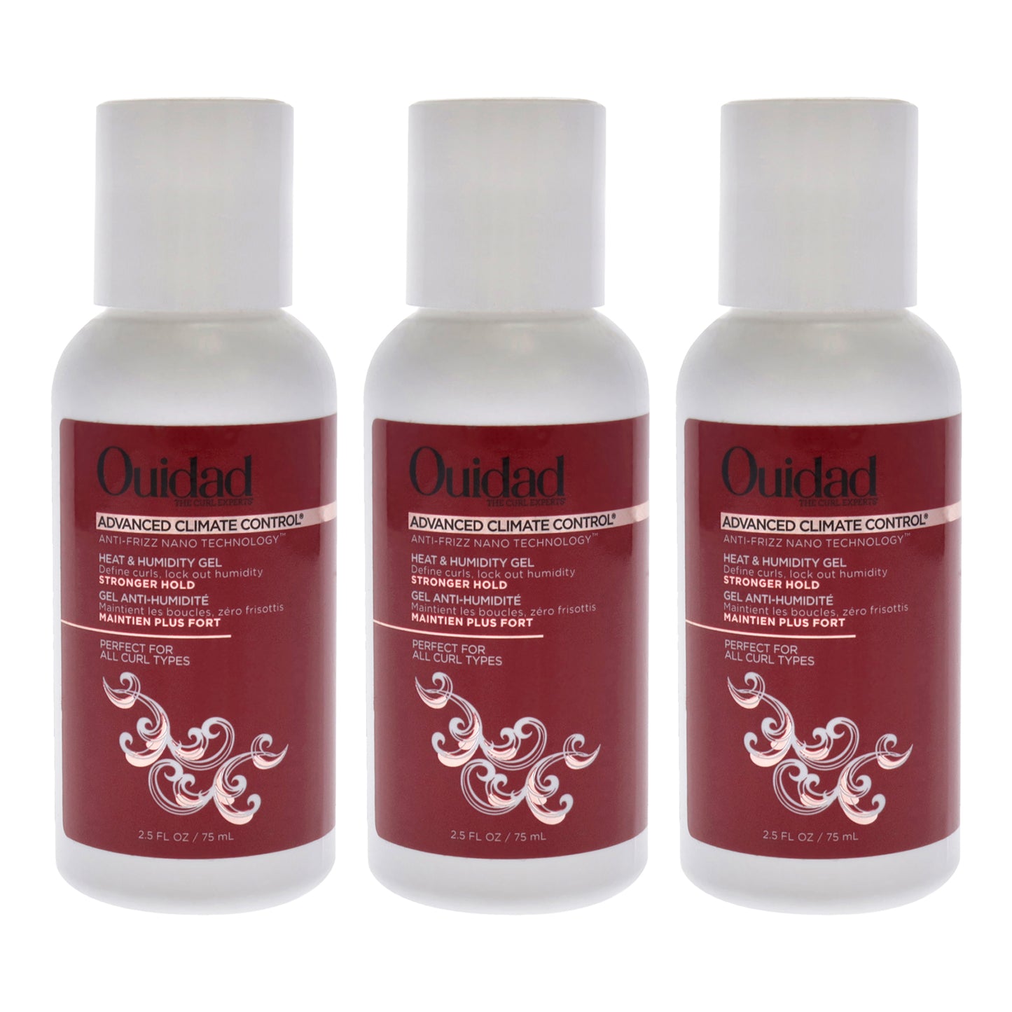 Advanced Climate Control Heat and Humidity Gel - Stronger Hold by Ouidad for Unisex - 2.5 oz Gel - Pack of 3