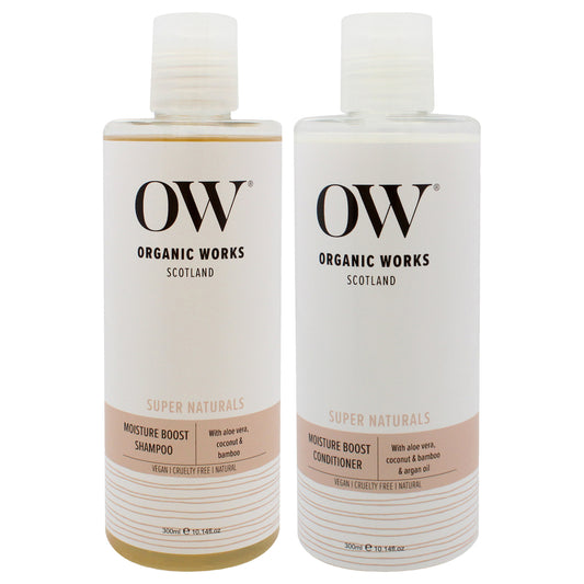 Super Naturals Moisture Boost Kit by Organic Works for Unisex - 2 Pc Kit 10.1oz Shampoo, 10.1oz Conditioner