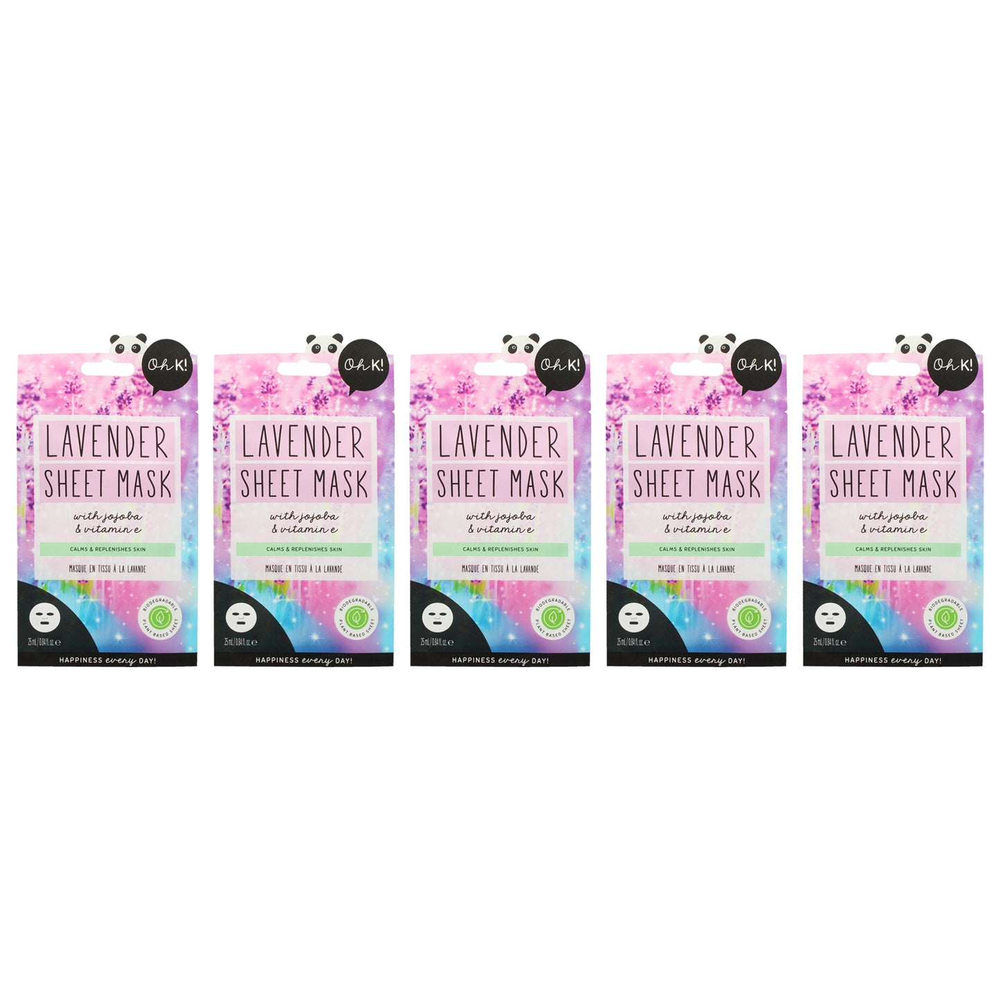 Sheet Mask Kit by Oh K! for Unisex - 10 Pc Kit 5Pc Sheet Mask - Cucumber, 5Pc Sheet Mask - Lavender