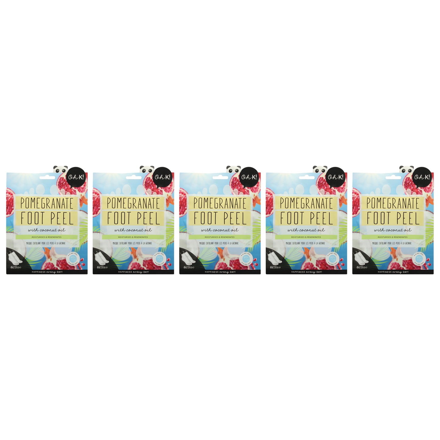Jelly Foot Peel - Pomegranate by Oh K! for Unisex - 1 Pair Mask - Pack of 5