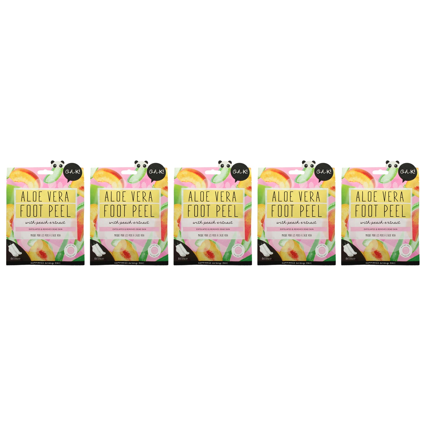Jelly Foot Peel - Aloe Vera by Oh K! for Unisex - 1 Pair Mask - Pack of 5