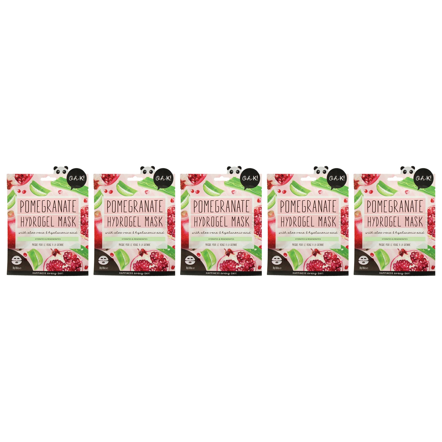 Hydrogel Sheet Mask - Pomegranate by Oh K! for Unisex - 1 Pc Mask - Pack of 5