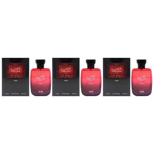 Hawas Fire by Rasasi for Men - 3.38 oz EDP Spray - Pack of 3
