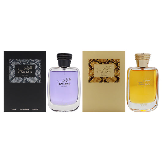 Hawas Kit by Rasasi for Unisex - 2 Pc Kit 3.38oz Hawas EDP Spray, 3.38oz Hawas EDP Spray