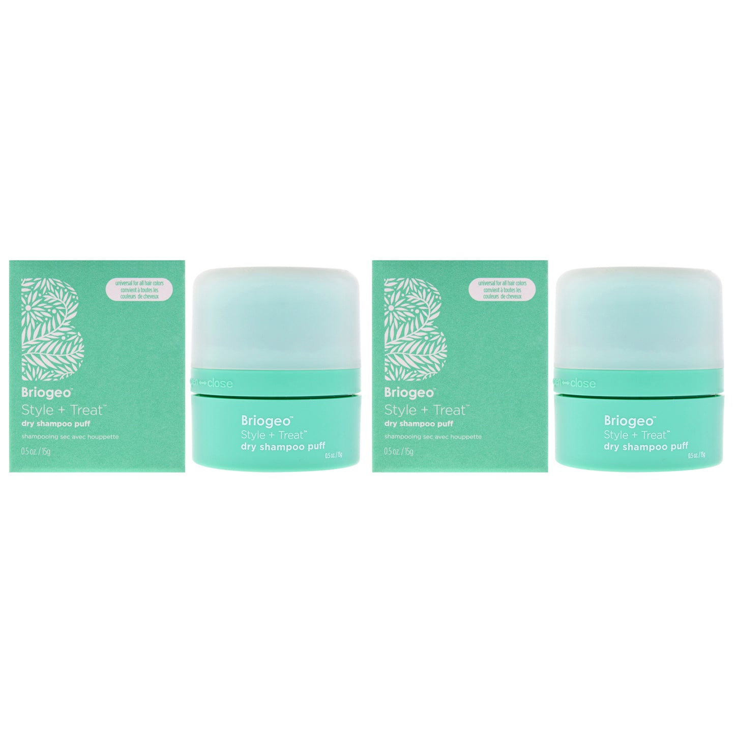 Style Plus Treat Dry Shampoo Puff Mattifying Powder - Universal by Briogeo for Unisex - 0.5 oz Dry Shampoo - Pack of 2