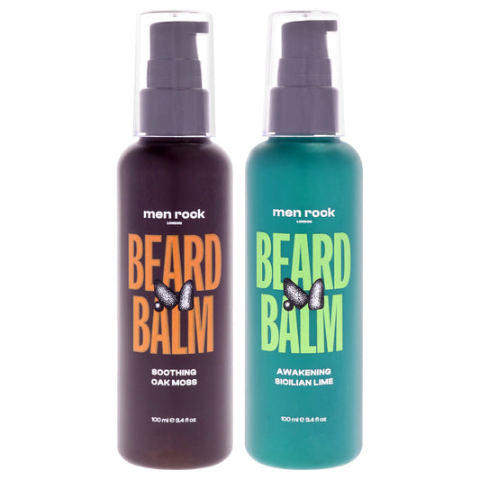 Beard Balm Kit by Men Rock for Men - 2 Pc Kit 3.4oz Balm - Sicilian Lime, 3.4oz Balm - Oak Moss