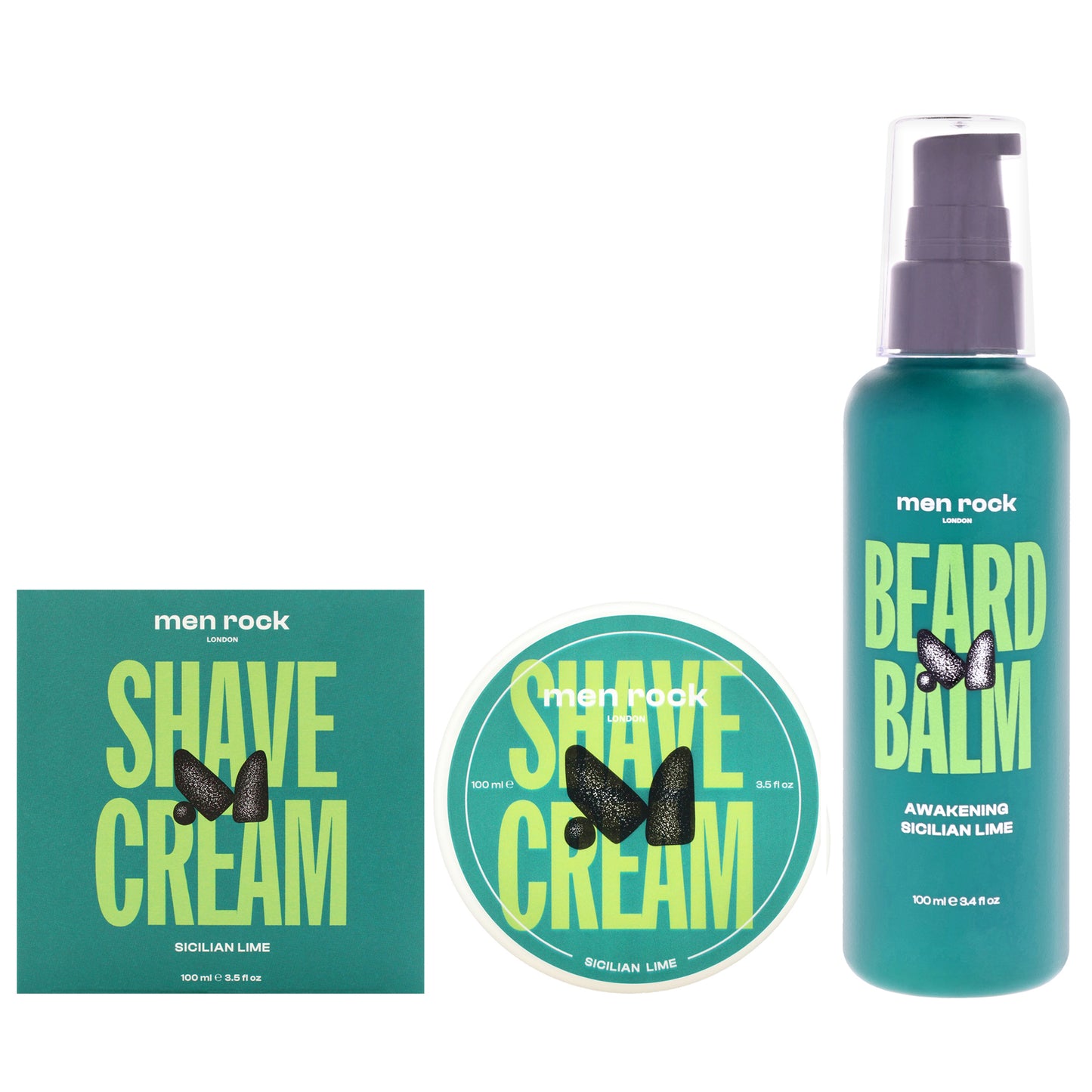 Men Rock Kit by Men Rock for Men - 2 Pc Kit 3.5oz Shave Cream - Sicilian Lime, 3.4oz Balm - Sicilian Lime