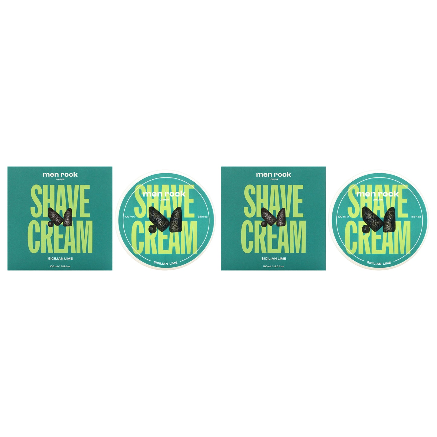 Shave Cream - Sicilian Lime by Men Rock for Men - 3.5 oz Shave Cream - Pack of 2