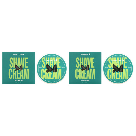 Shave Cream - Sicilian Lime by Men Rock for Men - 3.5 oz Shave Cream - Pack of 2