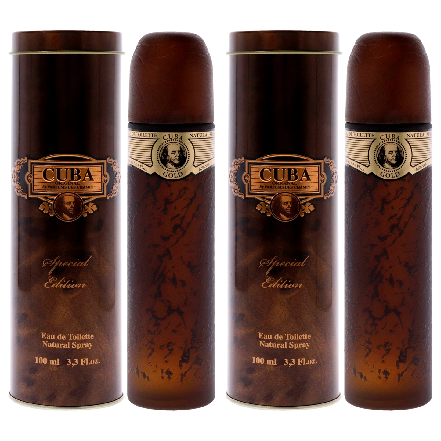 Cuba Gold Special Edition by Cuba for Men - 3.3 oz EDT Spray - Pack of 2