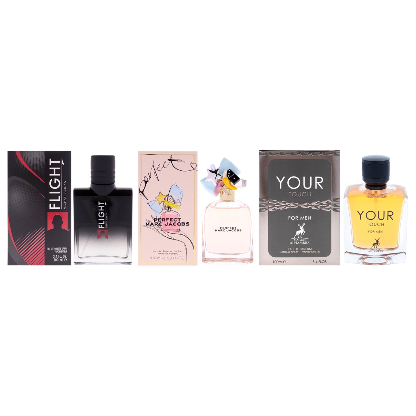 Various Designers Kit by Various Designers for Unisex - 3 Pc Kit 3.3oz Perfect EDP Spray, 3.4oz Your Touch EDP Spray, 3.4oz Flight EDT Spray