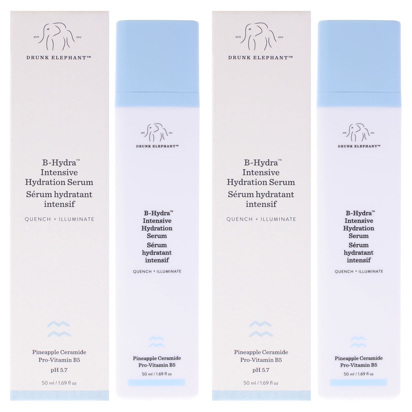 B-Hydra Intensive Hydration Serum by Drunk Elephant for Women - 1.69 oz Serum - Pack of 2