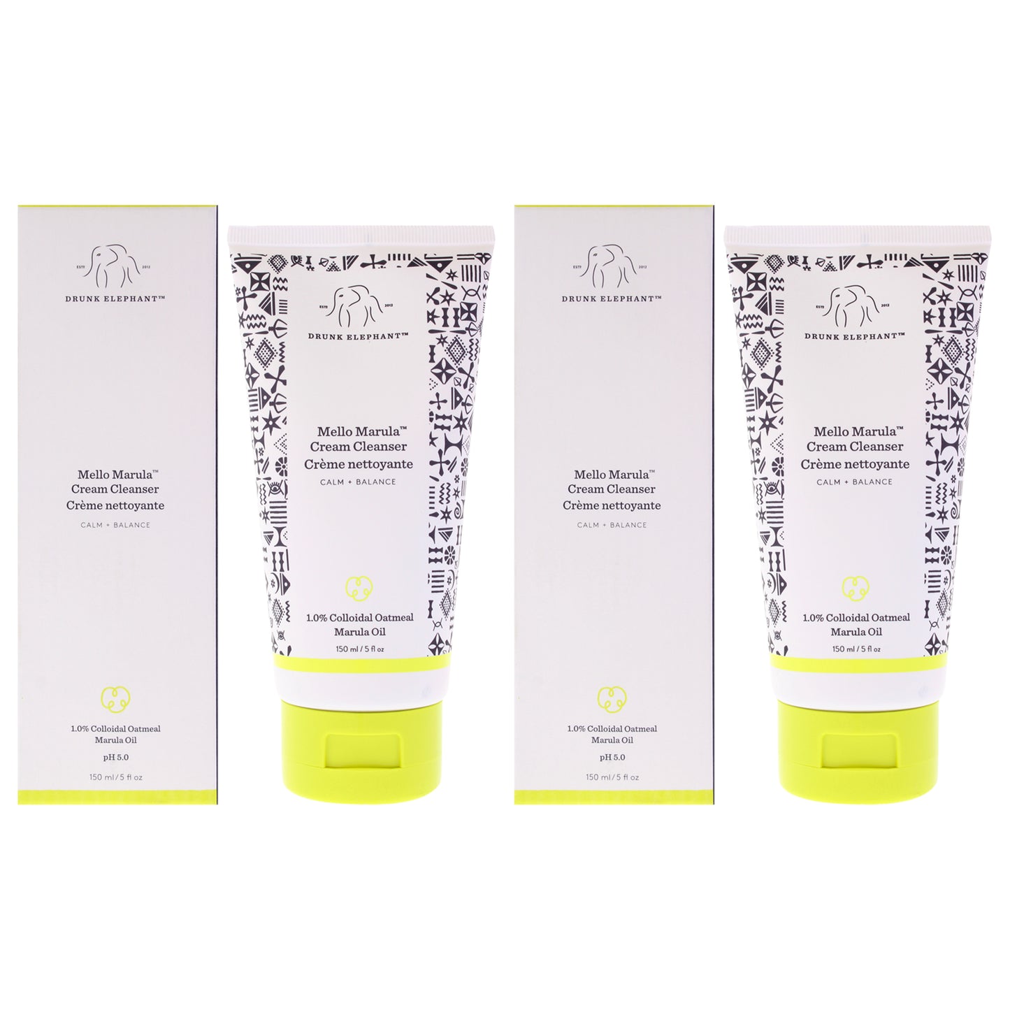 Mello Marula Cream Cleanser by Drunk Elephant for Unisex - 5 oz Cleanser - Pack of 2
