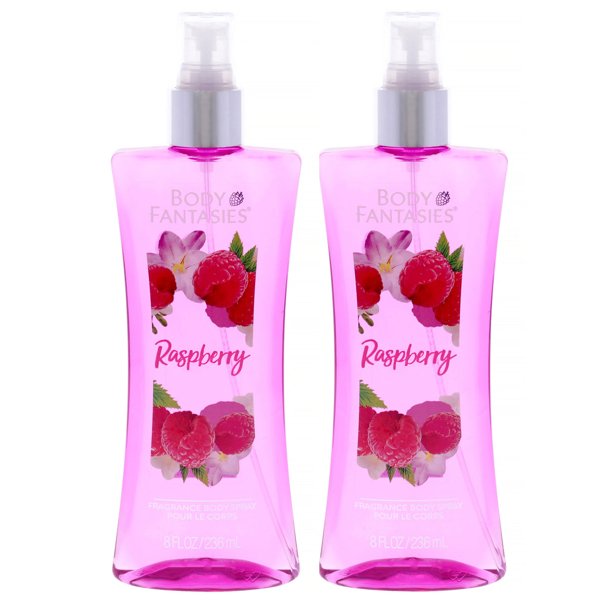 Raspberry Fragrance Body Spray by Body Fantasies for Women - 8 oz Body Spray - Pack of 2