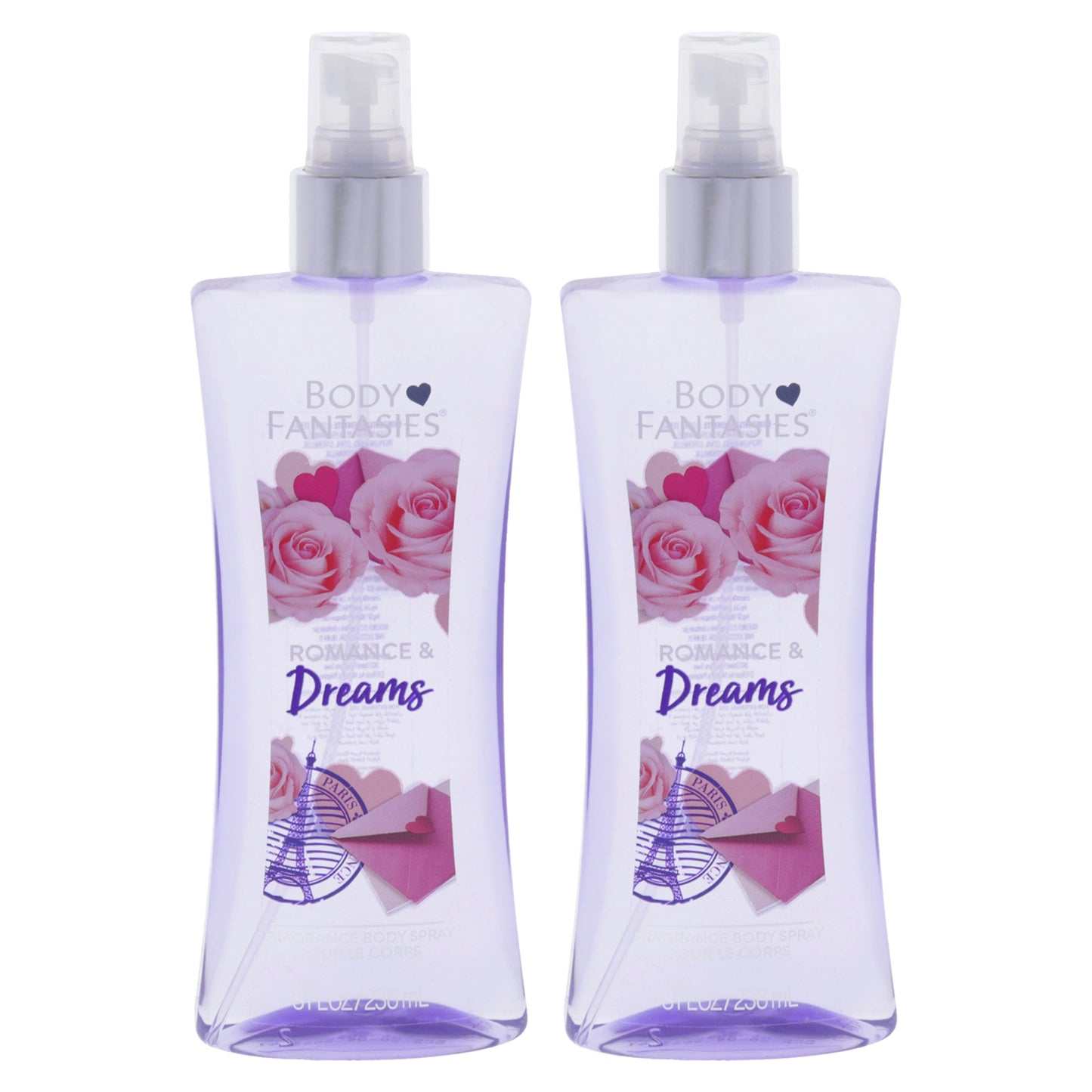 Romance and Dreams by Body Fantasies for Women - 8 oz Body Spray - Pack of 2
