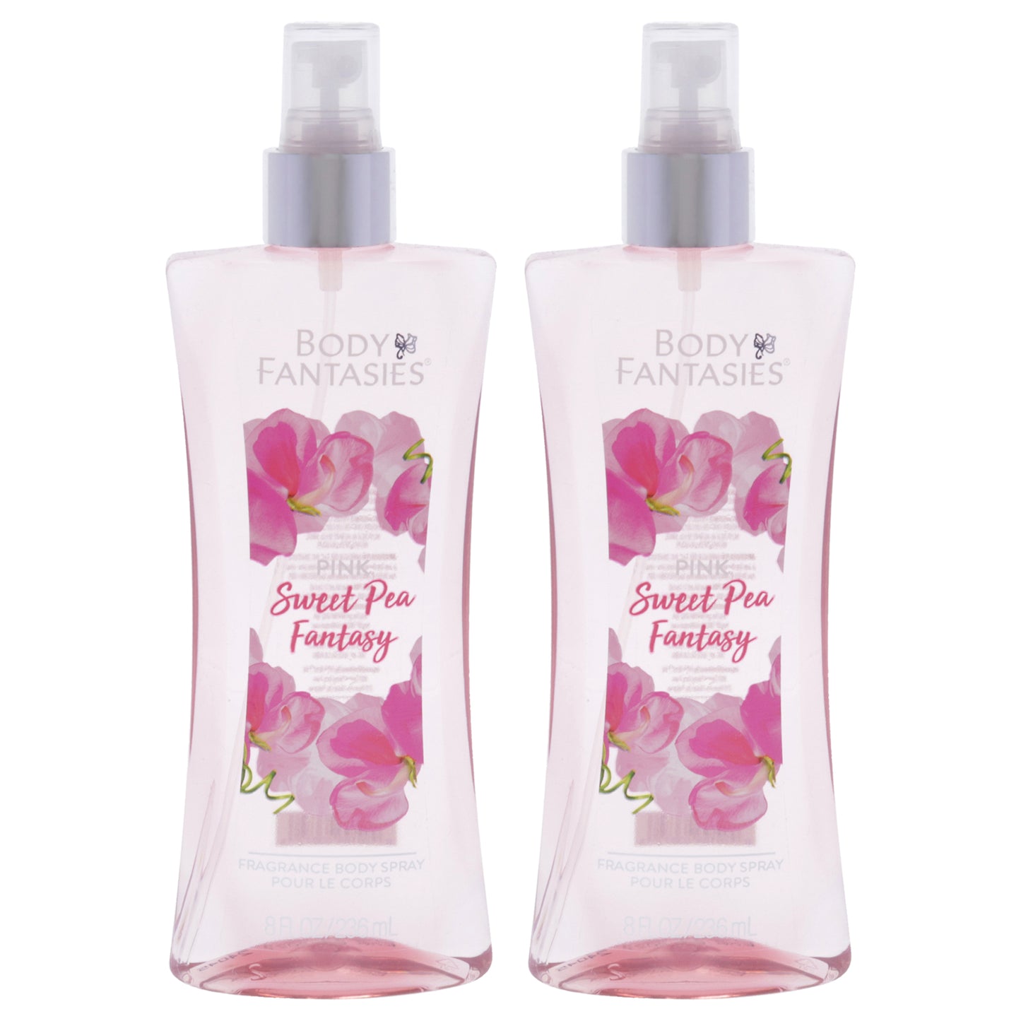 Pink Sweet Pea Fantasy by Body Fantasies for Women - 8 oz Body Spray - Pack of 2