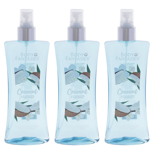 Coconut Fantasy by Body Fantasies for Women - 8 oz Body Spray - Pack of 3