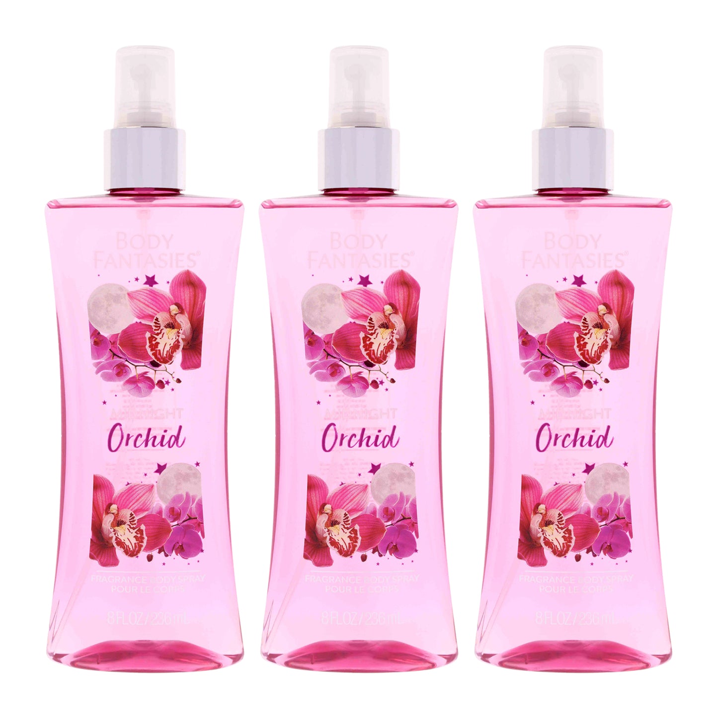 Midnight Orchid by Body Fantasies for Women - 8 oz Body Spray - Pack of 3