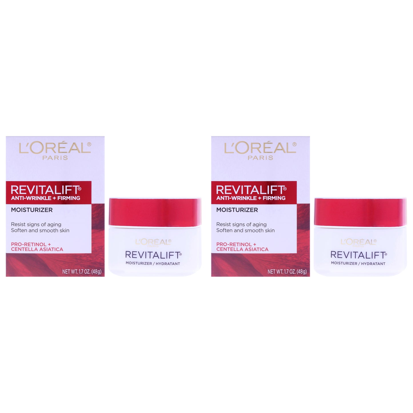 Revitalift Anti Wrinkle and Firming Day Cream by LOreal Paris for Unisex - 1.7 oz Moisturizer - Pack of 2