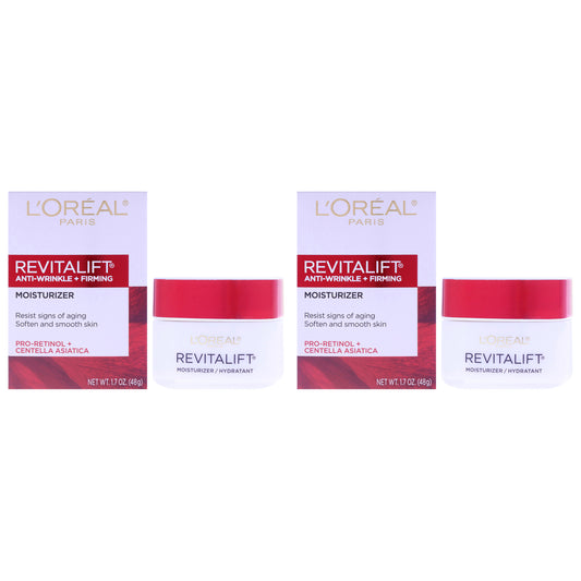 Revitalift Anti Wrinkle and Firming Day Cream by LOreal Paris for Unisex - 1.7 oz Moisturizer - Pack of 2