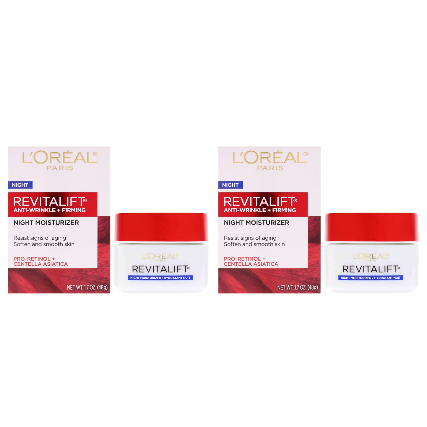 Revitalift Anti-Wrinkle Plus Firming Night Moisturizer by LOreal Paris for Unisex - 1.7 oz Moisturizer - Pack of 2
