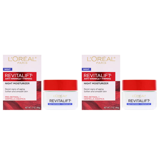 Revitalift Anti-Wrinkle Plus Firming Night Moisturizer by LOreal Paris for Unisex - 1.7 oz Moisturizer - Pack of 2