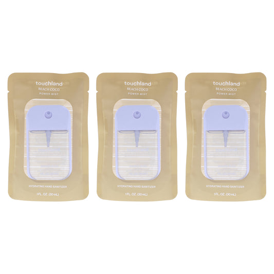 Power Mist Hydrating Hand Sanitizer - Beach Coco by Touchland for Unisex - 1 oz Hand Sanitizer - Pack of 3