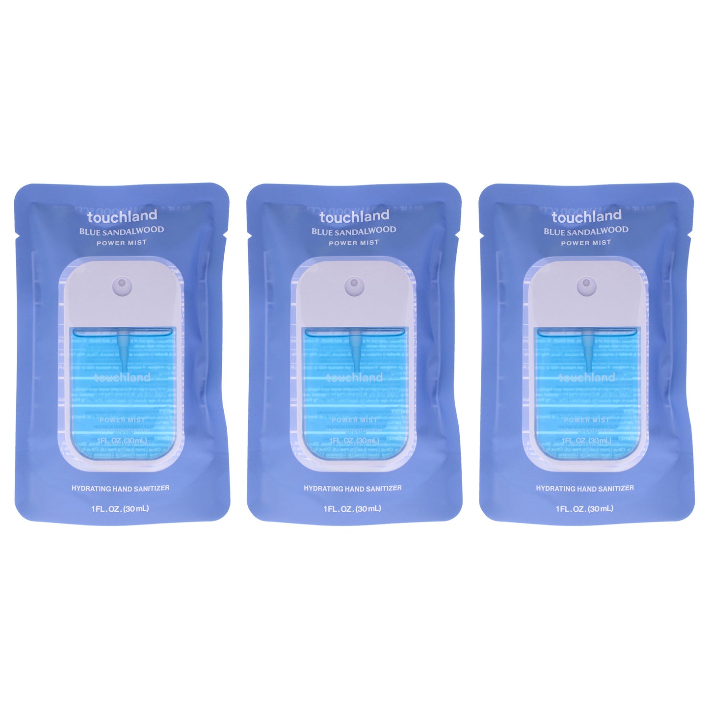 Power Mist Hydrating Hand Sanitizer - Blue Sandalwood by Touchland for Unisex - 1 oz Hand Sanitizer - Pack of 3