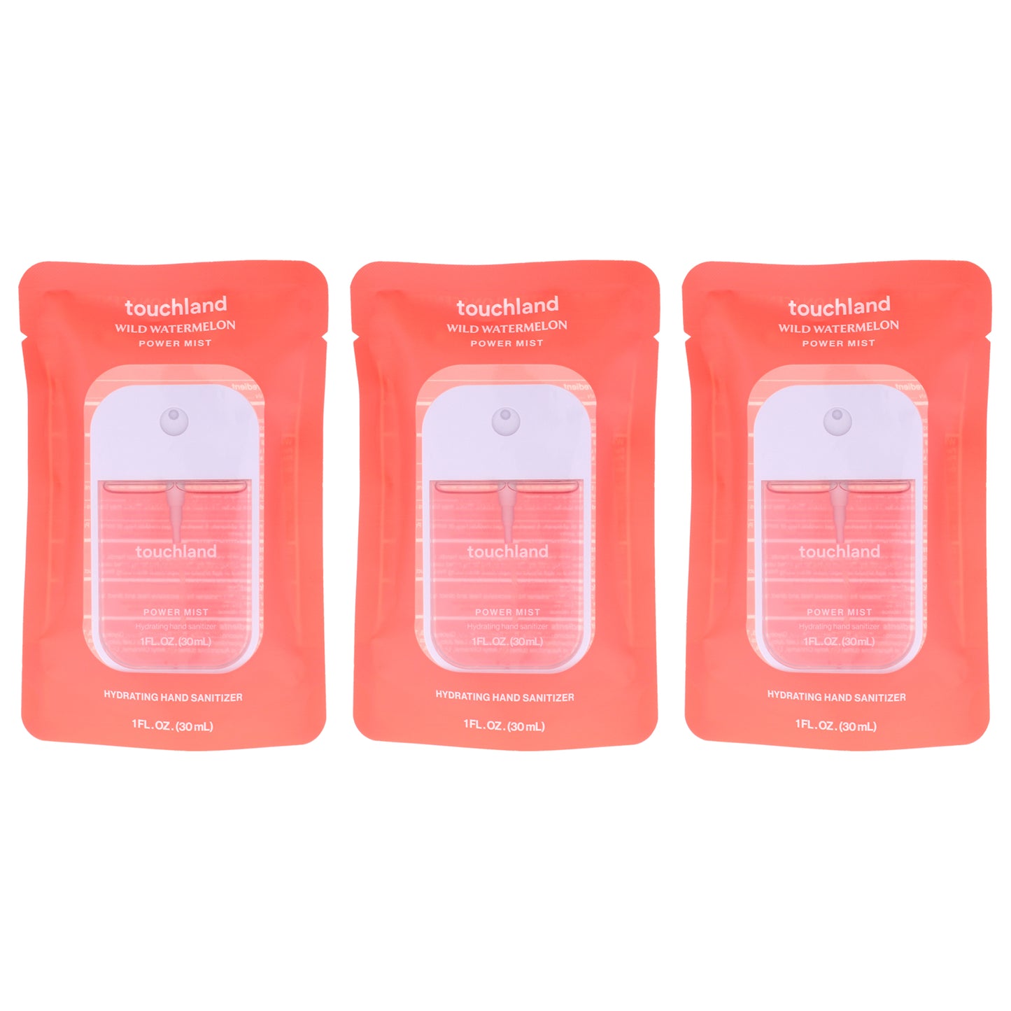 Power Mist Hydrating Hand Sanitizer - Wild Watermelon by Touchland for Unisex - 1 oz Hand Sanitizer - Pack of 3