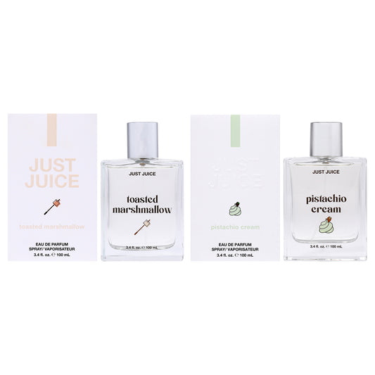 Guilty Pleasure Kit by Just Juice for Unisex - 2 Pc Kit 3.4oz Toasted Marshmallow EDP Spray, 3.4oz Pistachio Cream EDP Spray