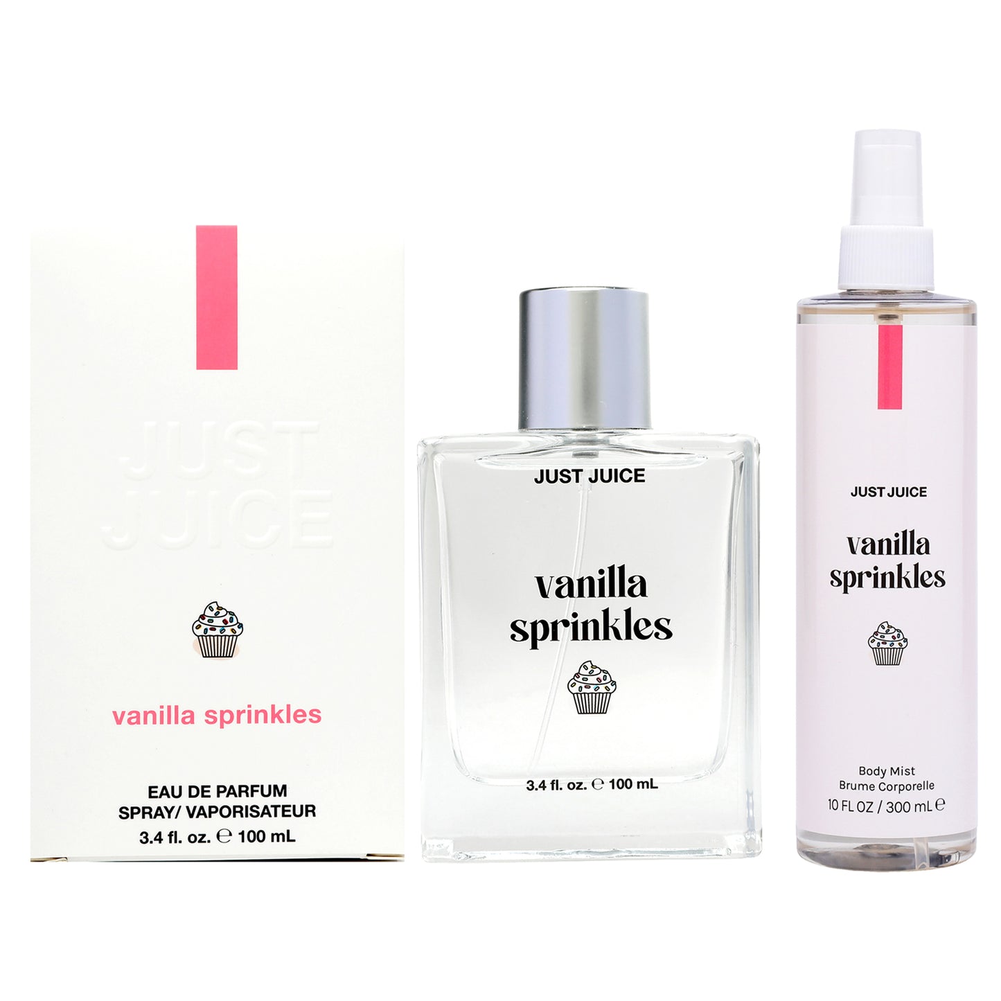 Vanilla Sprinkles Kit by Just Juice for Unisex 2 Pc Kit 3.4oz EDP Spray, 10oz Body Spray