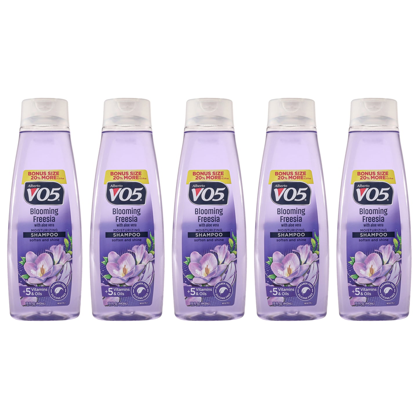 Moisturizing Blooming Freesia Shampoo by Alberto VO5 for Unisex - 15 oz Shampoo - Pack of 5