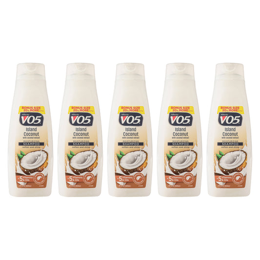 Moisturizing Island Coconut Shampoo by Alberto VO5 for Unisex - 15 oz Shampoo - Pack of 5
