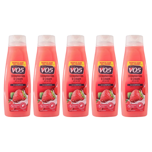 Moisturizing Strawberries Cream Shampoo by Alberto VO5 for Unisex - 15 oz Shampoo - Pack of 5