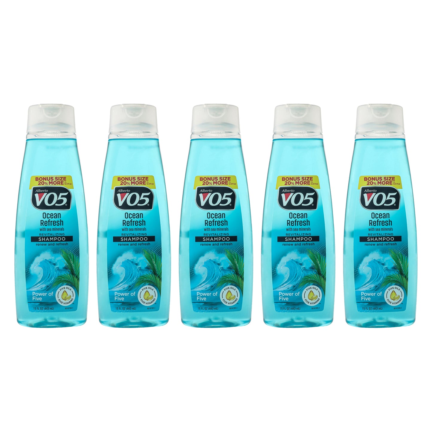 Revitalizing Ocean Refresh Shampoo by Alberto VO5 for Unisex - 15 oz Shampoo - Pack of 5