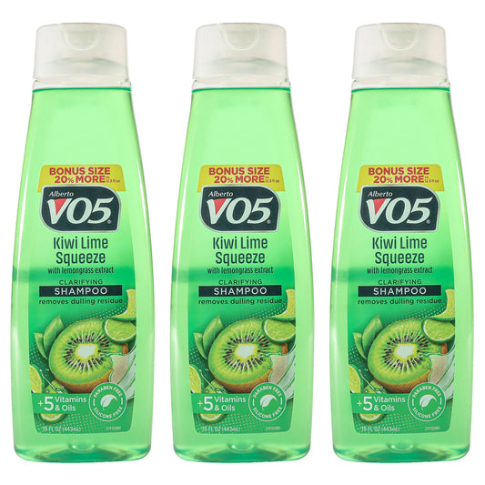 Clarifying Kiwi Lime Squeeze Shampoo by Alberto VO5 for Unisex - 15 oz Shampoo - Pack of 3