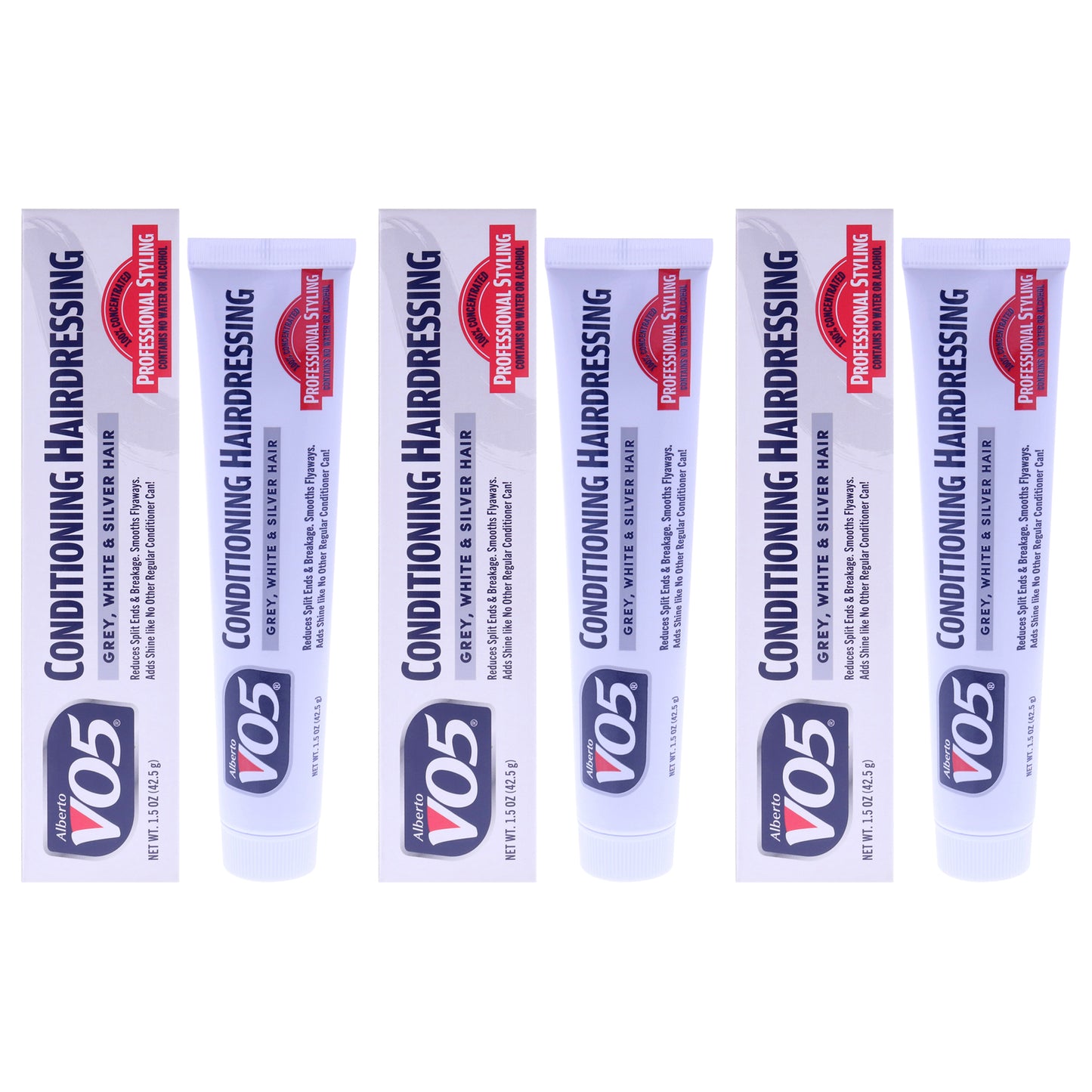 Conditioning Hairdressing - Gray White Silver Blonde Hair by Alberto VO5 for Unisex - 1.5 oz Conditioner - Pack of 3