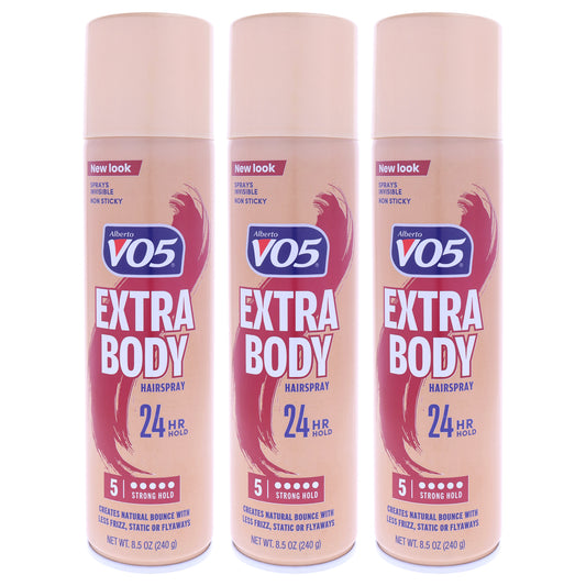 Crystal Clear Extra Body Hair Spray by Alberto VO5 for Unisex - 8.5 oz Hair Spray - Pack of 3
