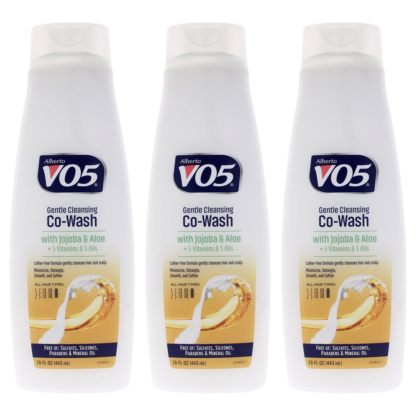 Gentle Cleansing Cowash - Jojoba and Aloe by Alberto VO5 for Unisex - 15 oz Cleanser - Pack of 3