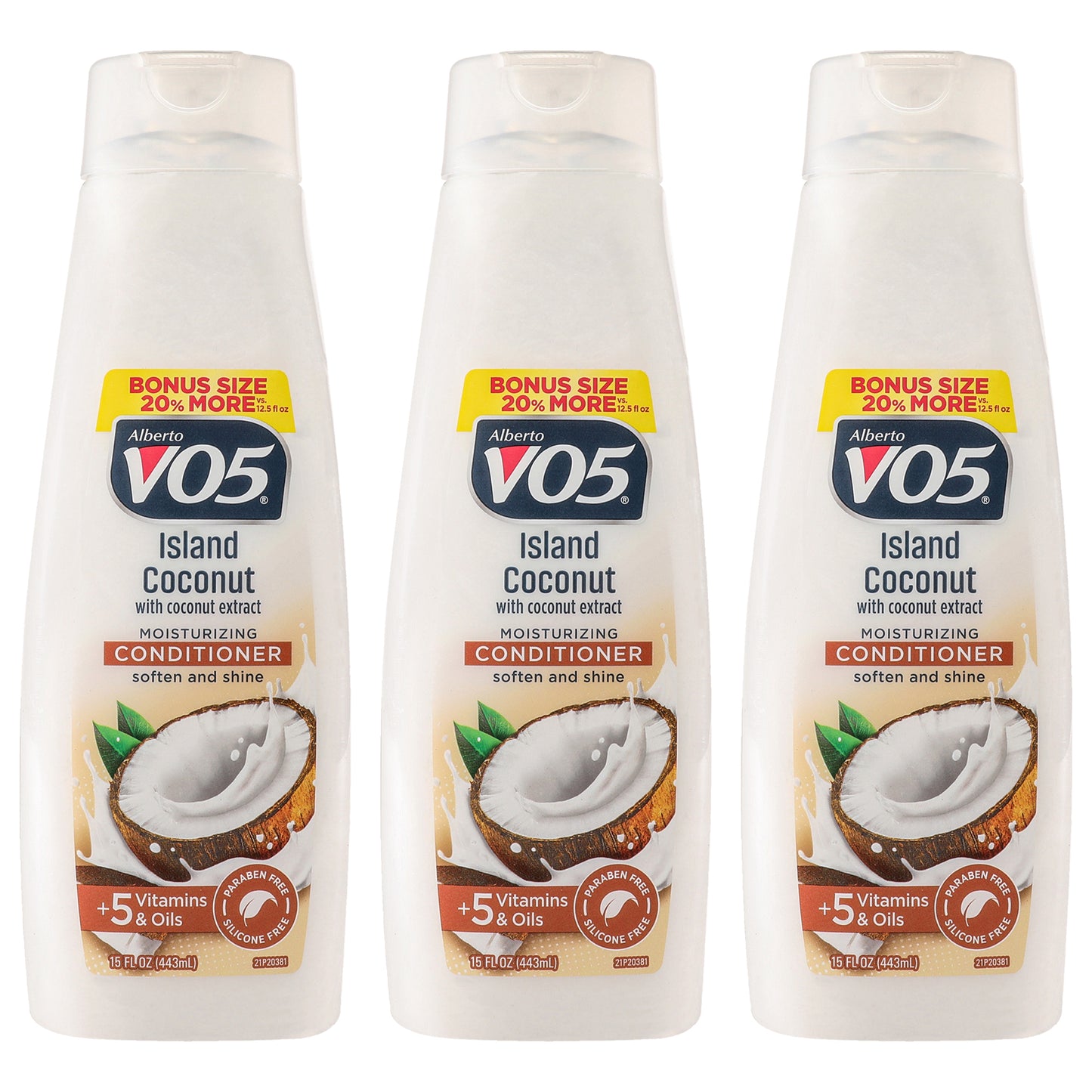 Moisturizing Island Coconut Conditioner by Alberto VO5 for Unisex - 15 oz Conditioner - Pack of 3