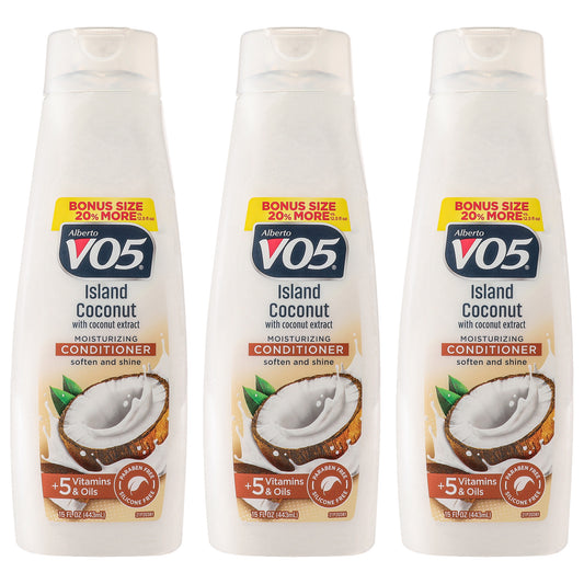 Moisturizing Island Coconut Conditioner by Alberto VO5 for Unisex - 15 oz Conditioner - Pack of 3